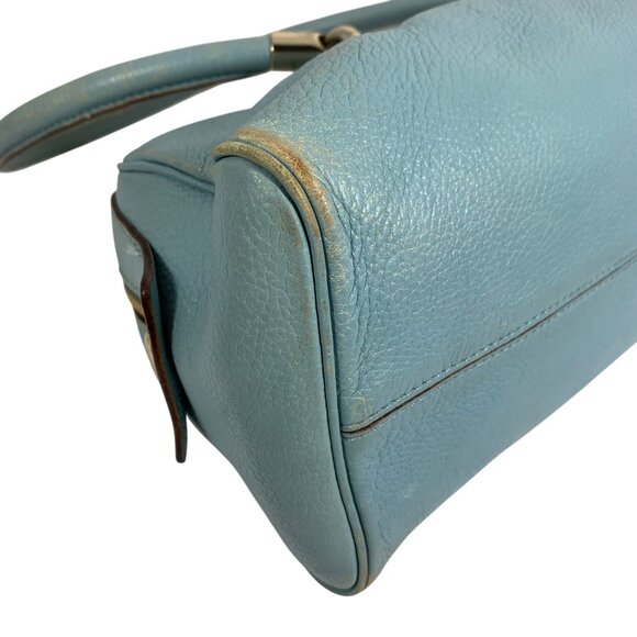 KATE SPADE Light Blue Pebbled Leather Barrel Baguette Shoulder Hand Bag - Picture 6 of 16